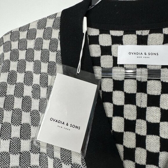 Ovadia & Sons Cardigan Sweater Checkerboard Wool Large - Picture 5 of 12